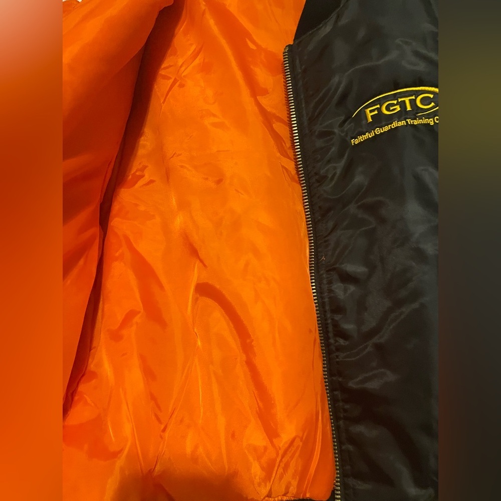 Unisex Bomber Jacket - Black and Orange size Large New - Picture 6 of 8